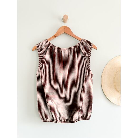 Madewell | NWT Bubble Tee in Henna Brown Cream Stripe | Sz S - Picture 9 of 9